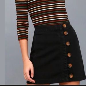 Free People Little Daisies Buttons Black Skirt 6